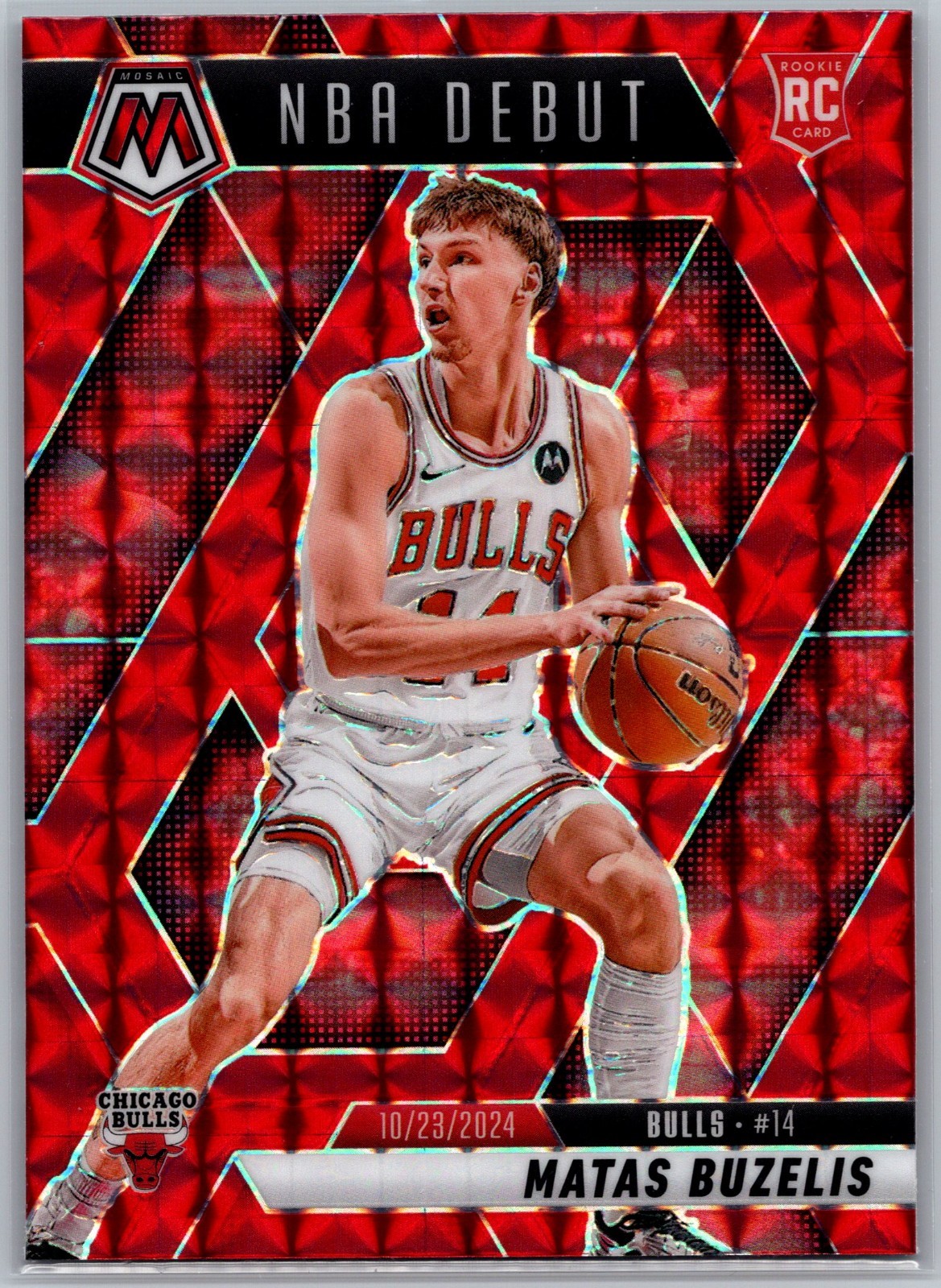 2024-25 Panini Mosaic #257 Matas Buzelis NBA Debut Red Prizm RC Chicago Bull