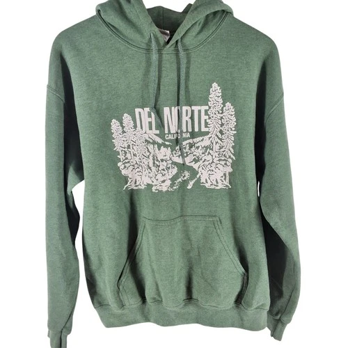 Gildan Heavy Blend Del Norte California Green Hoodie Redwood Graphic Fleece M - product listing photo