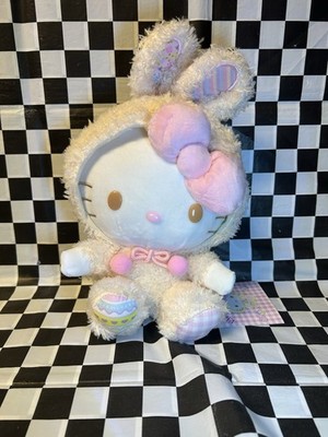 New 10'' Sanrio HELLO KITTY Plush EASTER BUNNY Costume Stuffed PINK BOW Egg