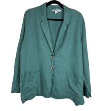 Coldwater Creek Blazer XL 100 Linen Minimalist Casual Travel Workwear Office