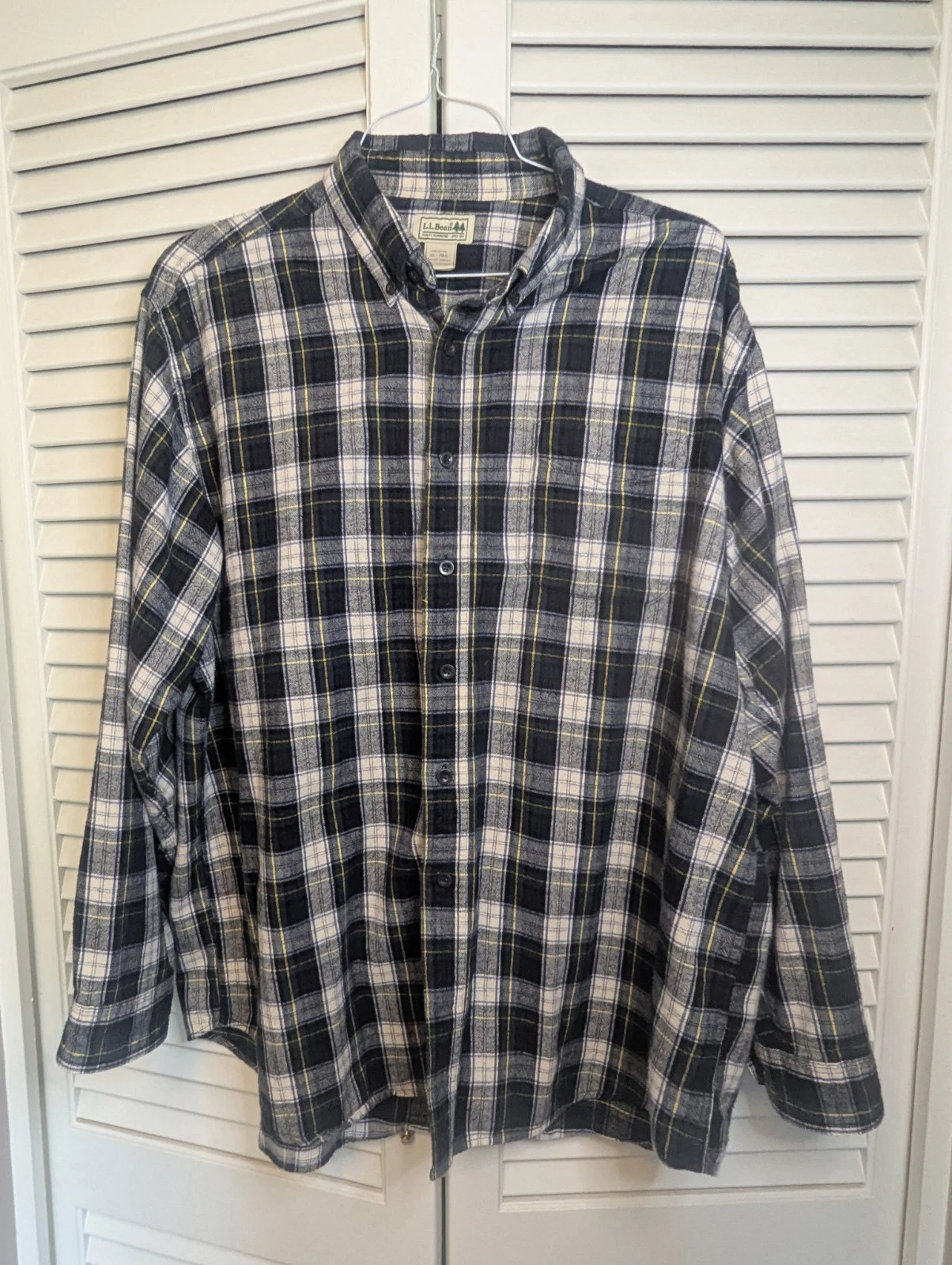 LL BEAN Vintage Multicolour Check Plaid Tartan Flannel Worker Button Shirt XL