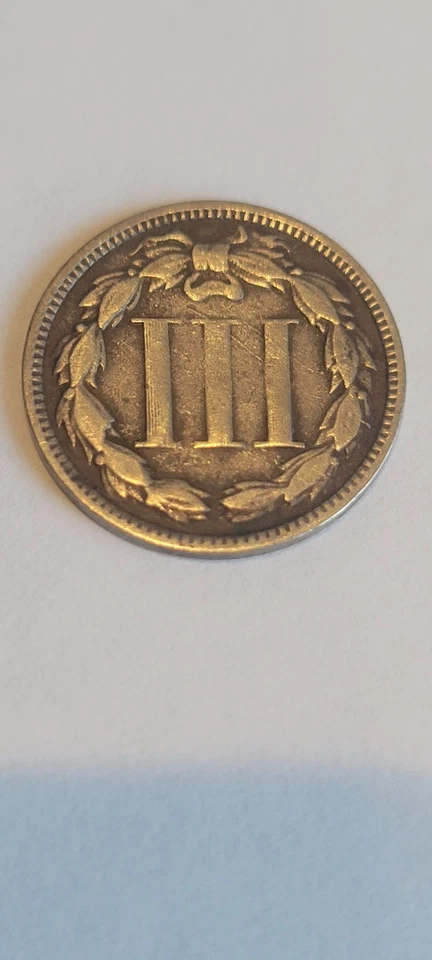 1869 Three Cent Nickel Piece 3C Ungraded US Type Coin - Image 2 of 2