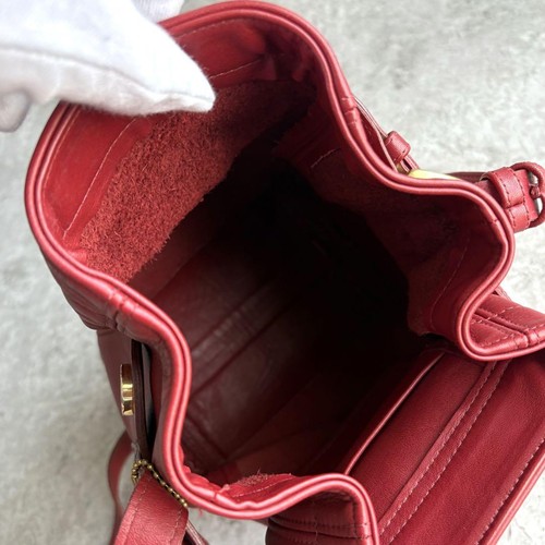 COACH Shoulder Bag Drawstring Red Leather 4156 Soho Belted Pouch Crossbody - Picture 7 of 8