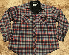 VINTAGE PLAID FLANNEL QUILTED SHIRT NORTHWEST TERRITORY MENS XL BLUE RED