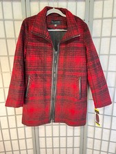 Pendleton Women's Wool Blend Plaid Zip Up Walker Jacket Red/Black Small