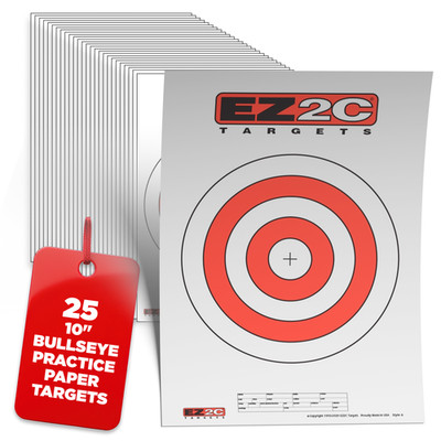 EZ2C Targets #6: 10'' Bullseye Paper Shooting Target 11''x17'' USA MADE
