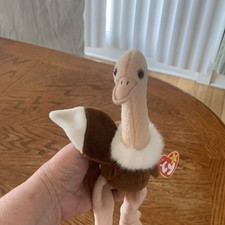 RARE Ty Beanie Baby STRETCH the OSTRICH - Retired 1997 - POEM ERROR "bird "