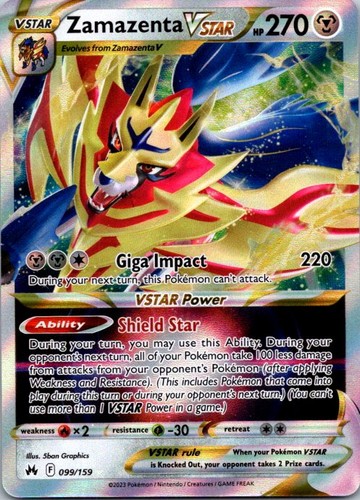 Zamazenta VSTAR Ultra Rare SWSH: Crown Zenith 099/159 NM