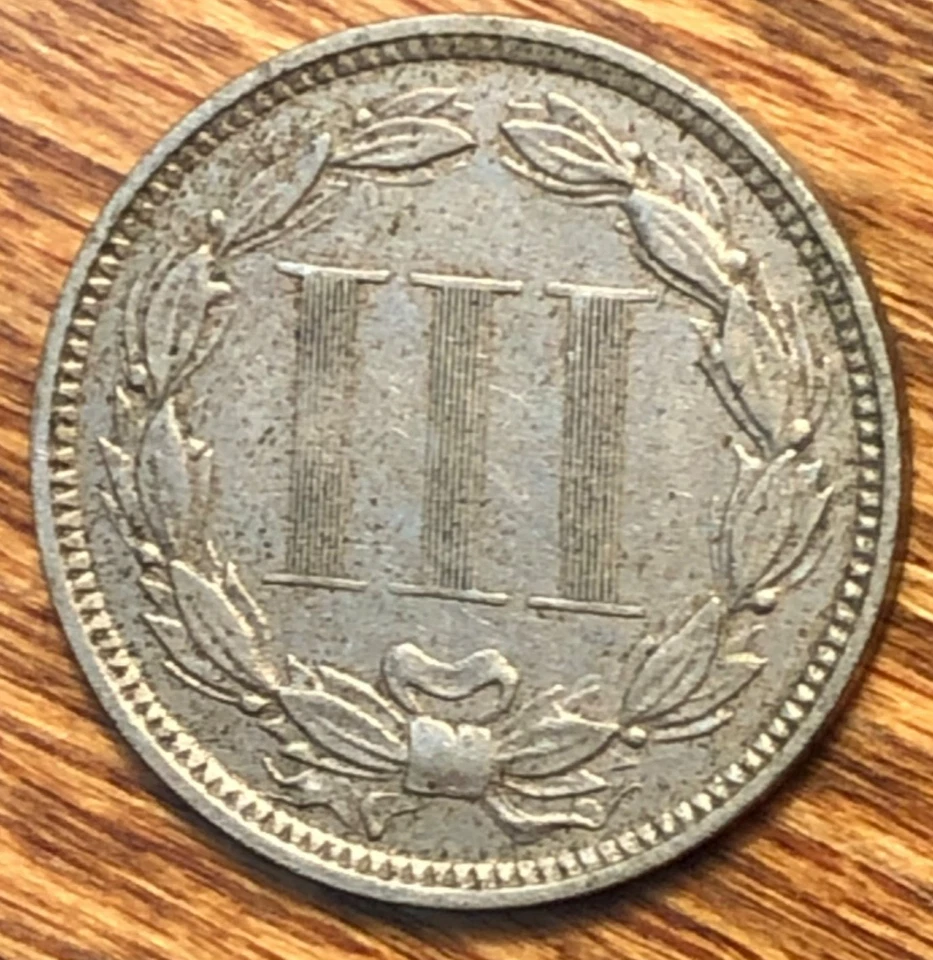 1876 Three 3 Cent Nickel Low Mintage US Type Coin Better Semi Key Date 3CN - Image 4 of 4