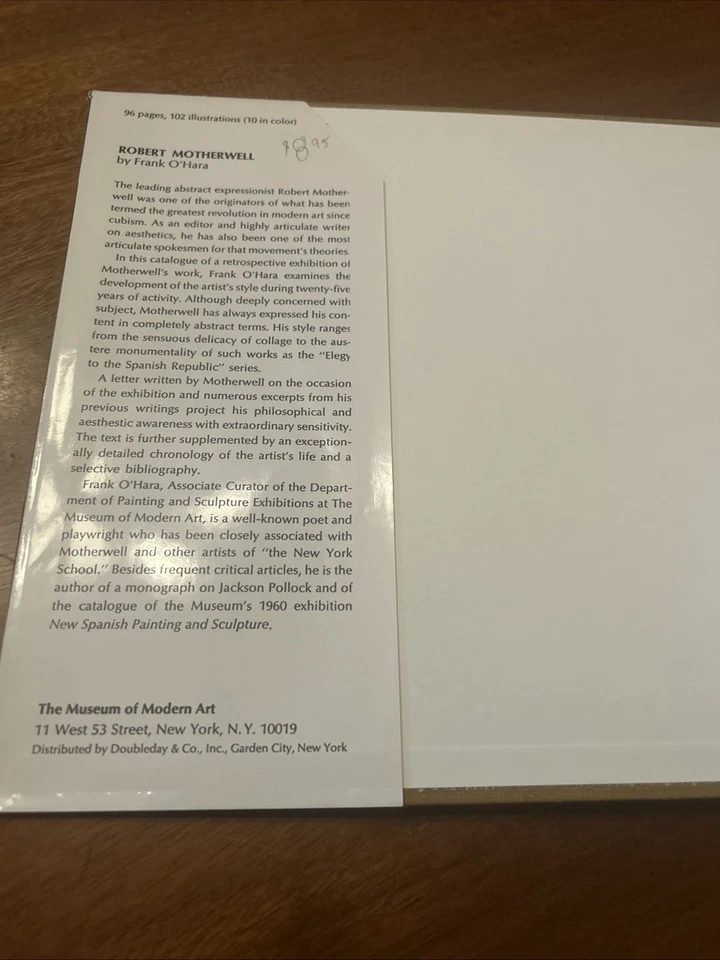 ROBERT MOTHERWELL  Museum of Modern Art 1965 HCDJ 1st Ed VG - Image 4 of 4