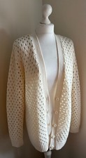 Madeleine Thompson Kaschmir Creme Jacquard Strickjacke, Gr. L