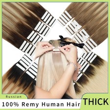Indian Tape In 9A Real Remy Human Hair Extensions Skin Weft Remi Full Head THICK