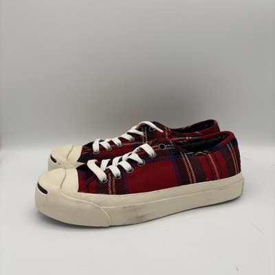 Converse Jack Purcell Shoes Womens Size 6 Red Plaid Tartan Low Top