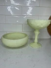 2 Vintage Fenton Uranium Satin Custard Glass