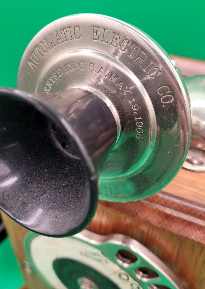 Early 1900’s STROWGER Solid Oak WALL PHONE - 11 DIGIT -You DIAL - No OPERATORS! - Image 3 of 4