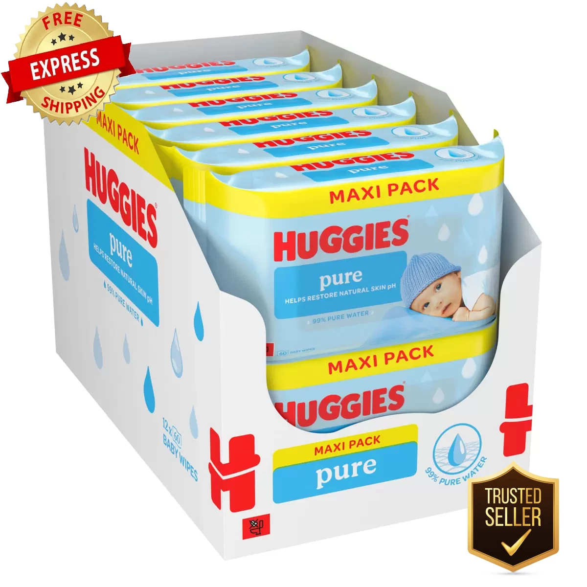 Huggies Pure Baby Wipes 720 Mega Pack 99% Pure Water Hypoallergenic Skin Safe UK
Opens in a new wind