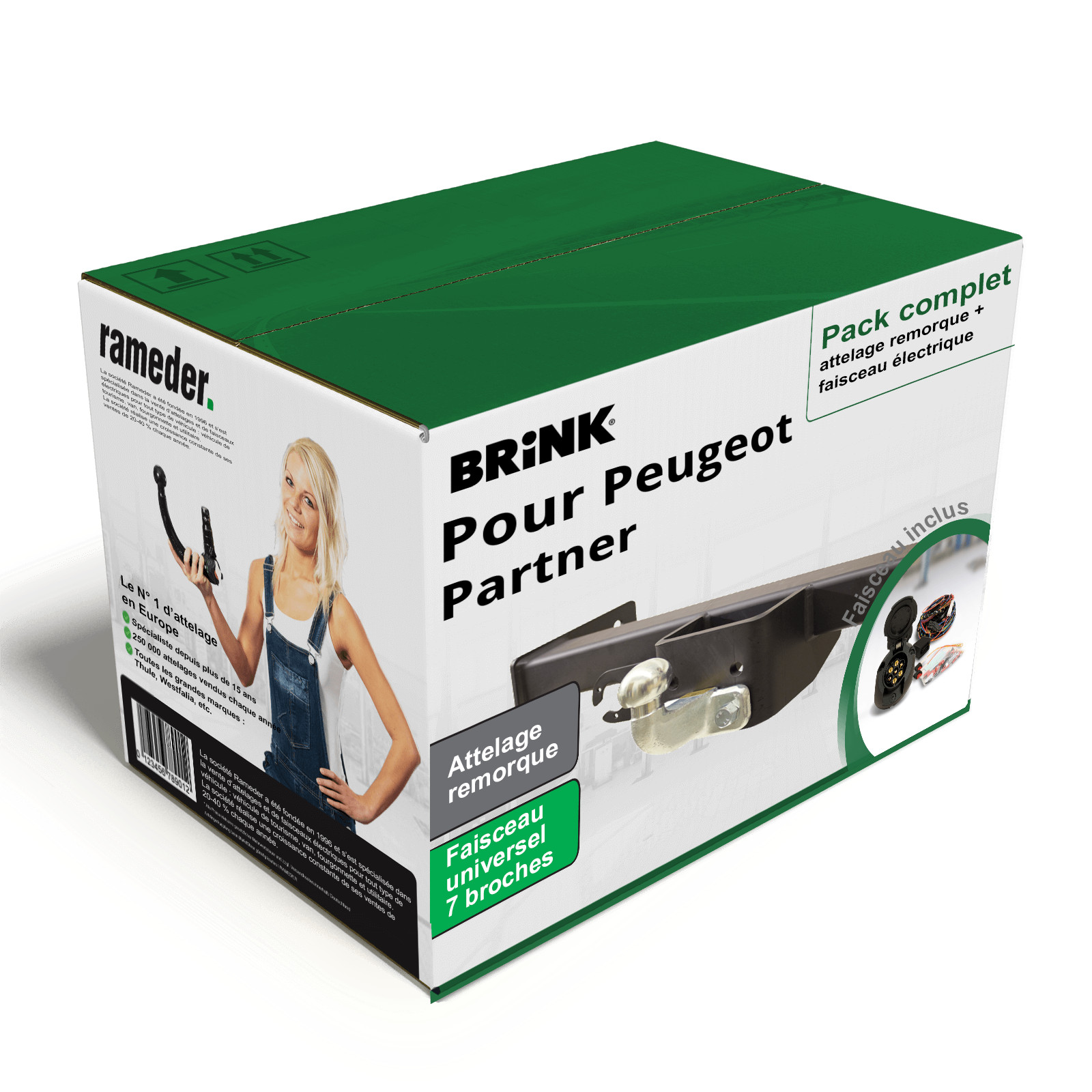 Attelage Partner 2008 Brink col de cygne anti-vibration et faisceau électrique