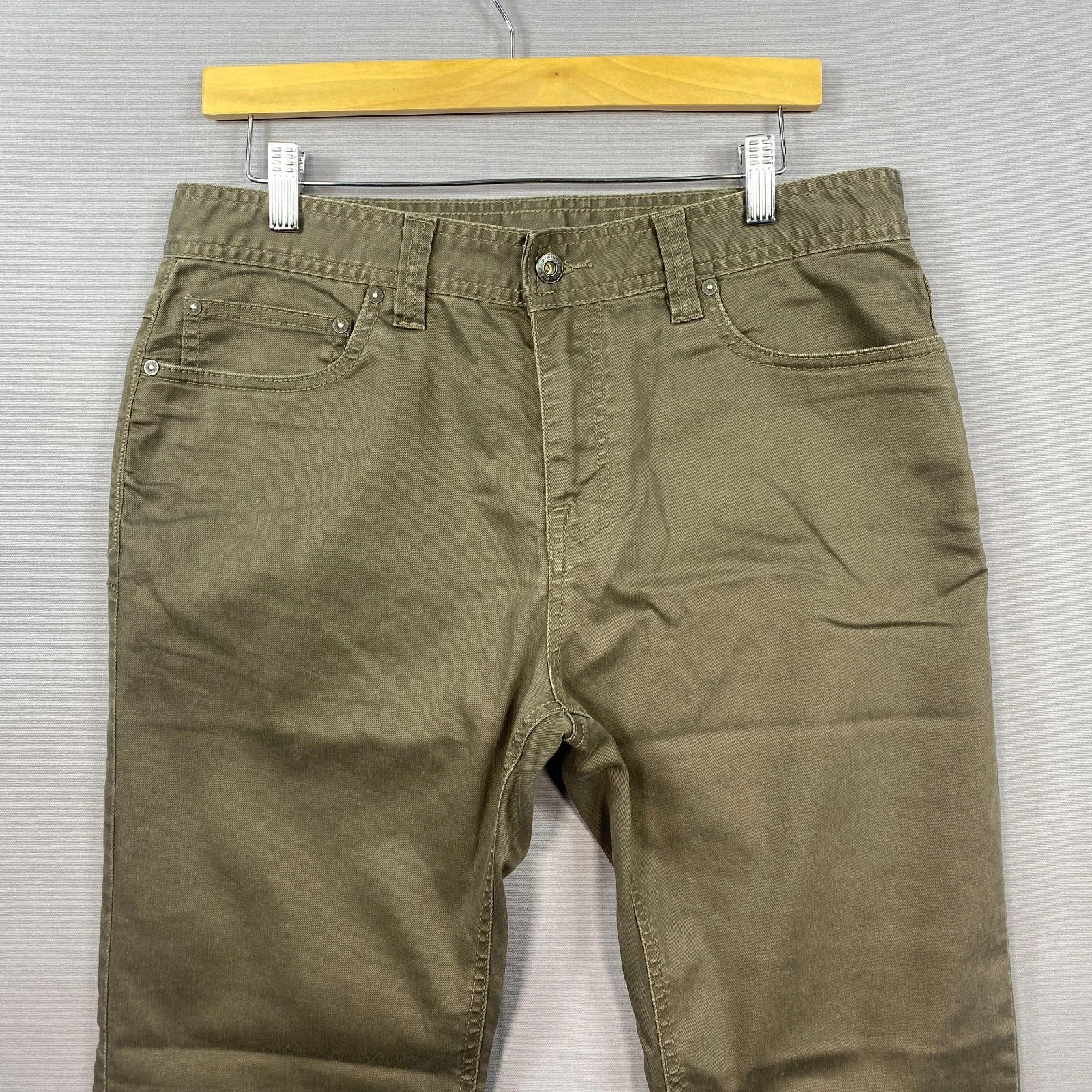prAna Hiking Pants 33x32 Tucson Slim Stretch Olive 5-Pocket Outdoor GORP