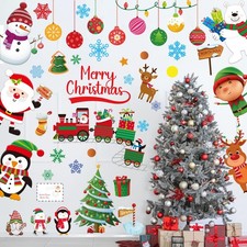 Christmas Wall Decals 142PCS Christmas Wall Stickers Removable Merry Christmas W