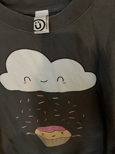 Design By Humans Gray Happy Cloud Sprinkle Rain Cupcake Sweatshirt Women S - Picture 2 of 4