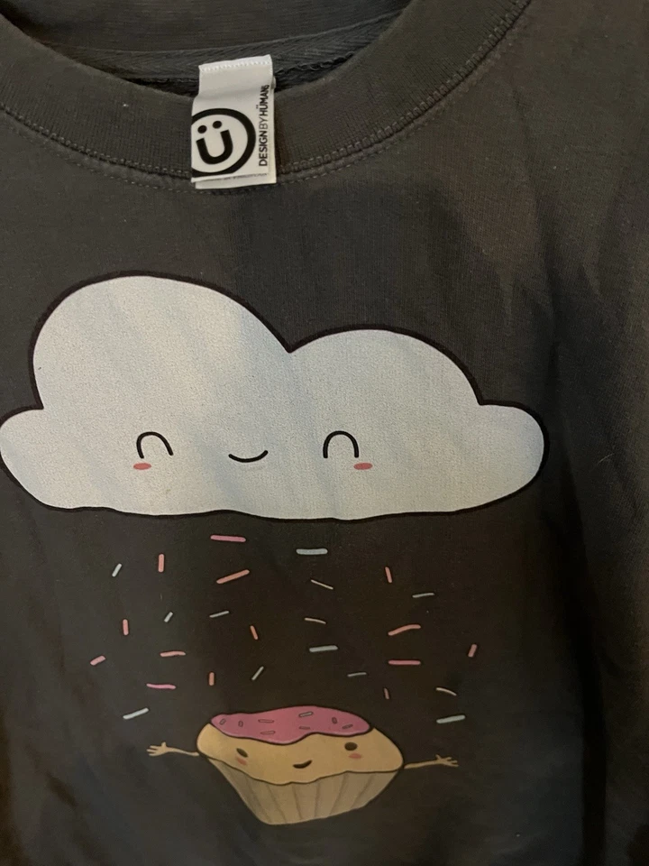 Sudadera Design By Humans Gris Happy Cloud Espolvorear Lluvia Cupcake Mujer S Foto 2 de 4