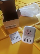 European Travel Plug Adapter with 4 AC Outlets 3 USB Ports Type C for US to EU