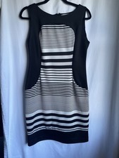 Karin Stevens~Woman Size 6~Black/White Stripes Sheath Dress Career Office Wear.