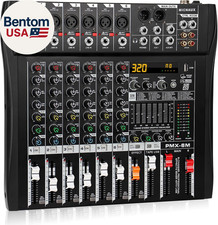 Audio Mixer 6 Channel Professional Mixer Console with 320 DSP Effects, 7-Band EQ