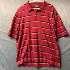 Eddie Bauer Men's Polo Shirt Size L Red Striped Short-Sleeve 100 Cotton
