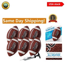 Peewee Youth Footballs - Durable Rubber, Easy Grip, 6 Pack with Pump