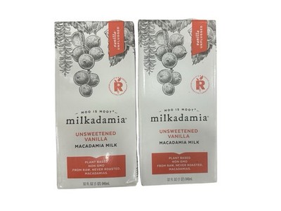 Milkadamia Vanilla Unsweetened Macadamia Milk 32oz Two Pack Free Shipping