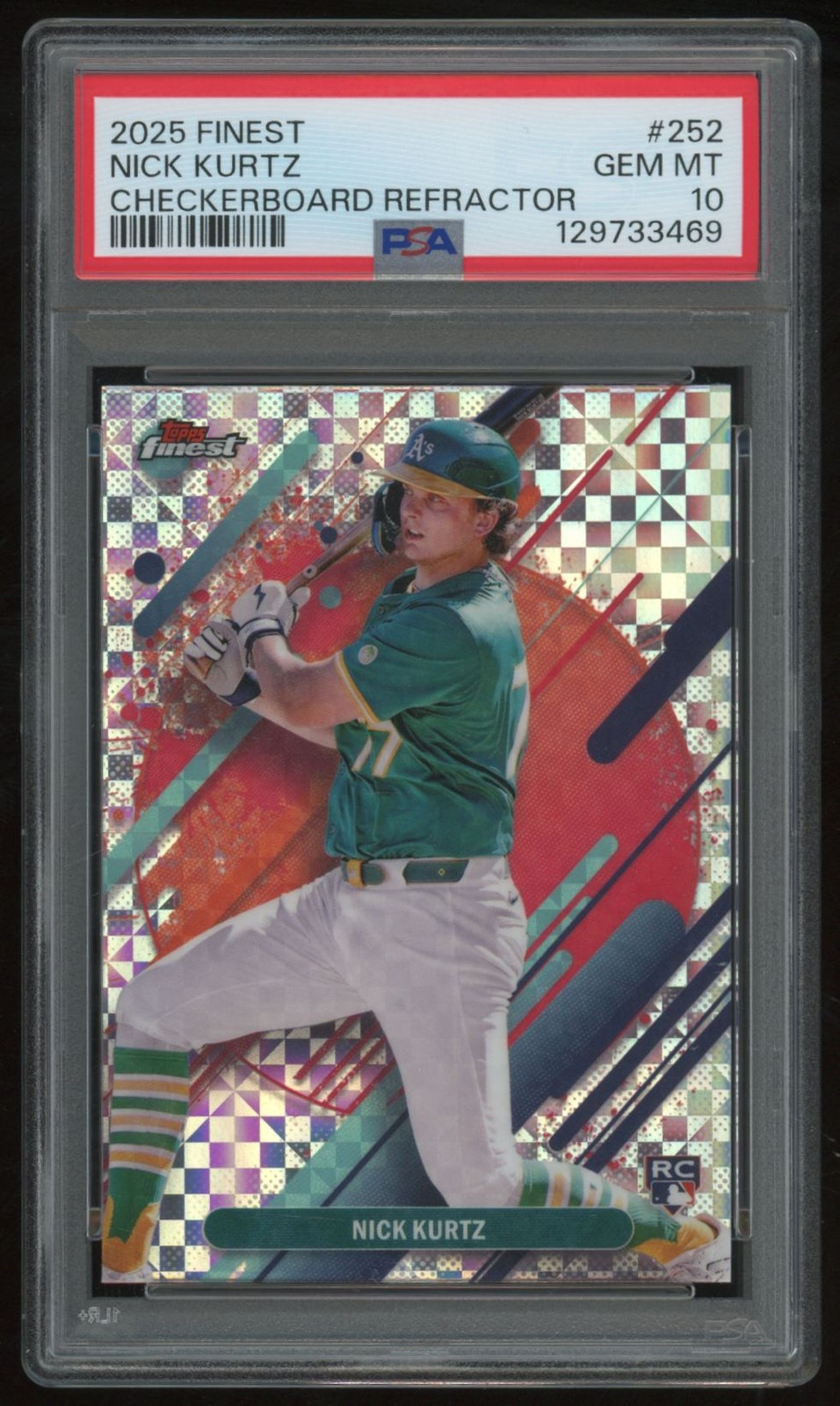 NICK KURTZ 2025 FINEST CHECKERBOARD REFRACTOR #252 RC PSA 10