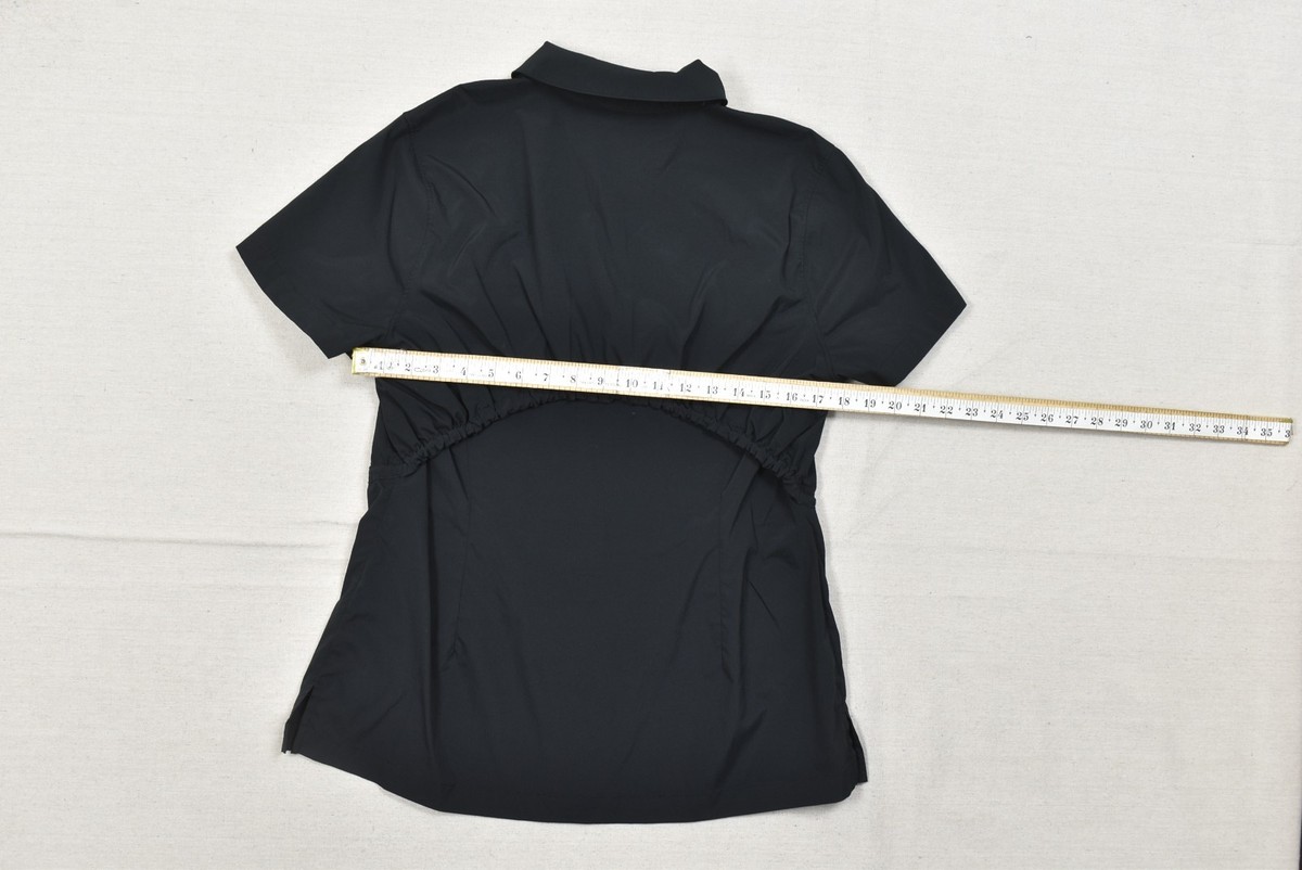 Athleta Black Zip Up Short Sleeve Utility Top Shirt Drawstring