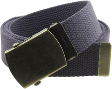Canvas Web Belt Military Style with Antique Brass Buckle and Tip 50" Long
