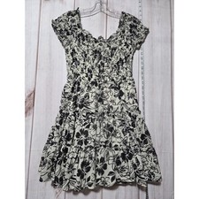 American Eagle Smocked Floral Mini Dress Medium Off Shoulder Tiered Ruffle