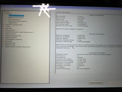 Dell XPS 13 9360 i7-8550U @ 2.40 GHz 8GB 256GB SSD. Touchscreen - Image 1 of 4