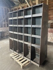 Vintage Industrial Metal Shelf Unit. Pigeon Hole Storage. Double Sided 60 Holes