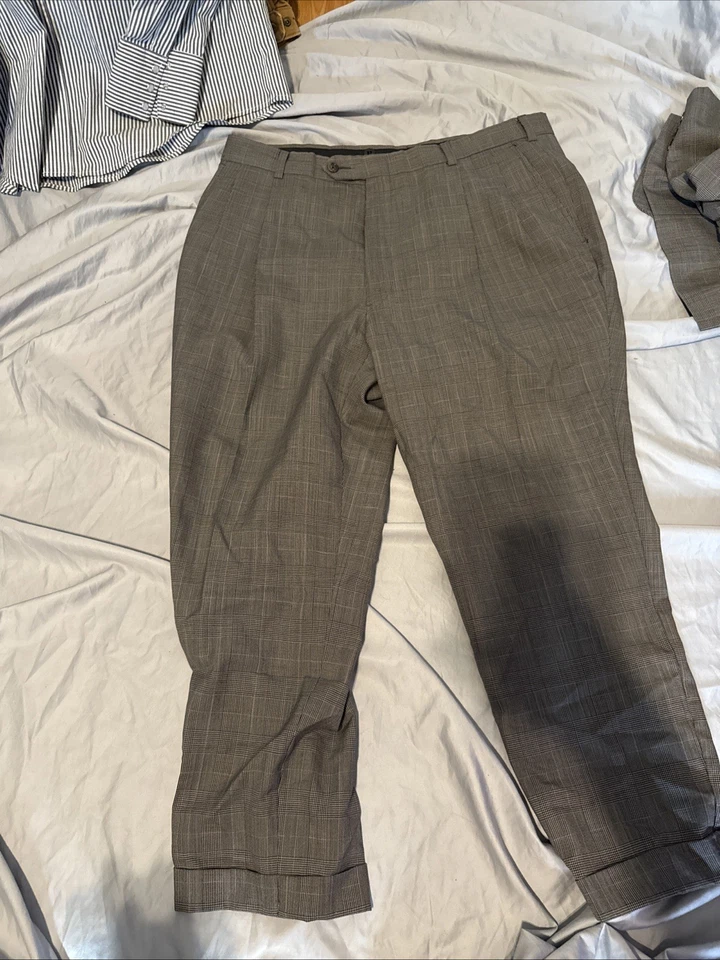 vintage 80s HART SCHAFFNER MARX 2 piece suit jacket pants wool glen plaid 42S - Image 4 of 4