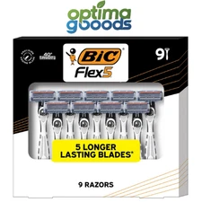BIC Flex 5 Disposable Razors 9 Ct – Titanium Coated 5-Blade Shaving Razor.