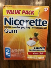 Nicorette Value Pack Fruit Chill 2mg Coated Gum 160 Pieces  NIB