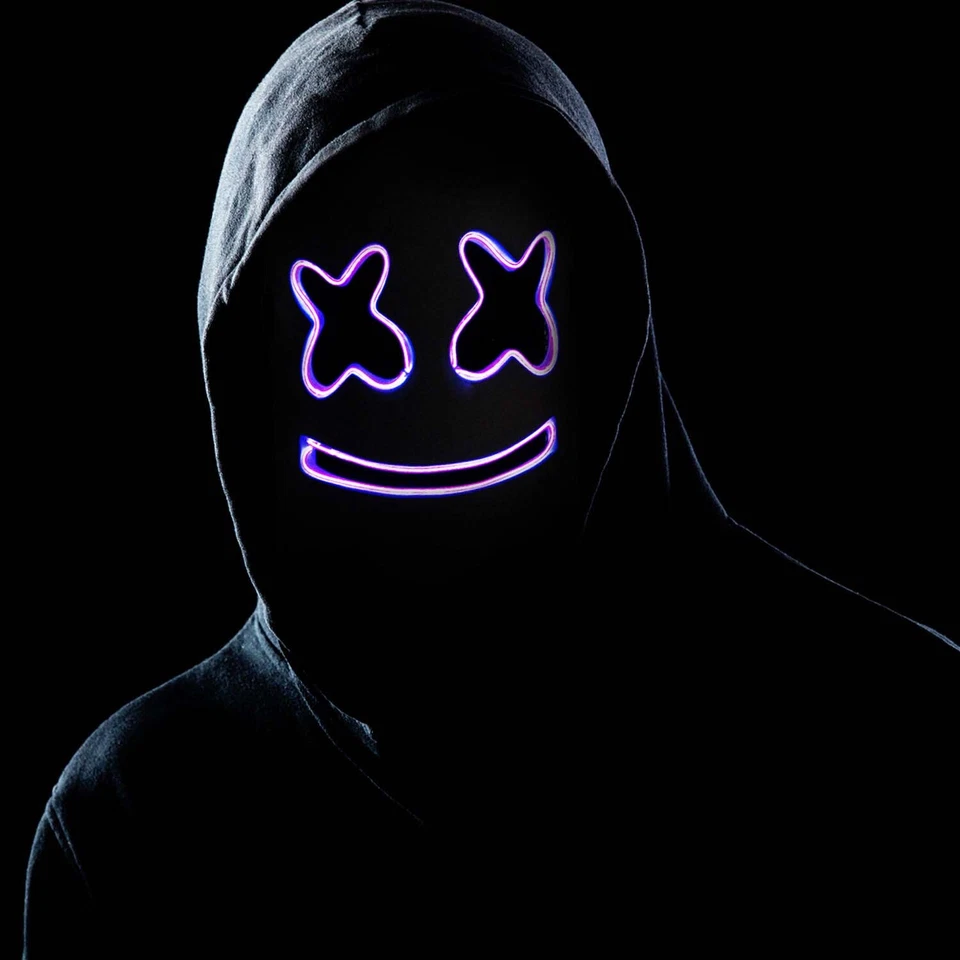 DJ Marshmallow Maske aus Latex mit LED Beleuchtung; Marshmello-w Gesichtsmaske - Bild 4 von 4