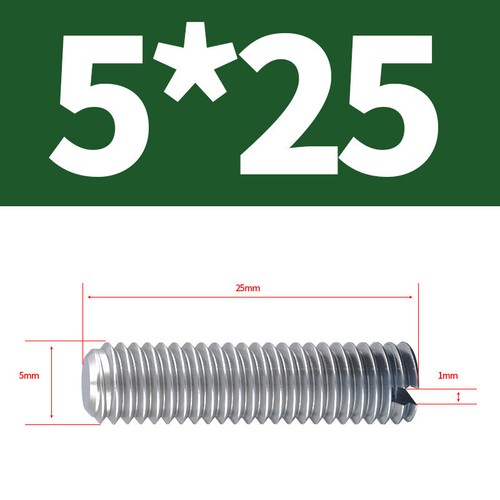 A2 Edelstahl Längsschlitz Gewindestifte mit Flachkopf M2 M2.5 M3 M4 M5 M6 M8 M10 - Picture 47 of 72