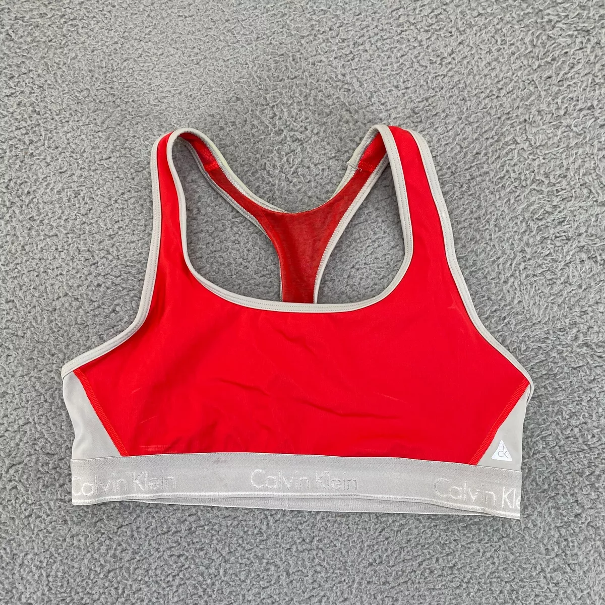 Calvin Klein Sports Bra Womens Medium Red Racerback Stretchy Gym Workout  Running