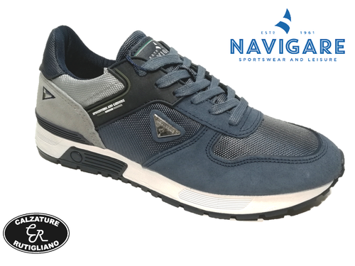 NAVIGARE SCARPE UOMO SNEAKER CAMOSCIO/NYLON BLU/GRIGIO LACCIO NAM913623 |  eBay