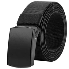 Mens Belt Plus Size Adjustable Web Work Belts for Men Black Gift For Birthday