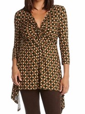 Karen Kane 3L50076 Green Medallion Twist Front Jersey Handkerchief Top, XS $108