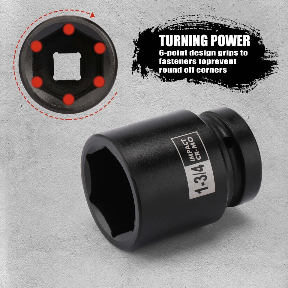 1英寸驱动主轴轴螺母冲击插座套件1英寸至2英寸,9件6点,SAE,CR-MO — 第 4/4 张图片