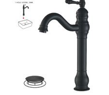 BWE Matte Black Vessel 1-handle WaterSense Swivel W/ PopUp Drain AS-IS READ 