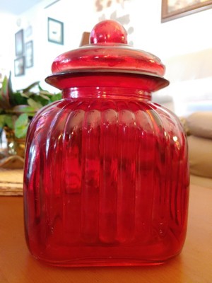 Download Red Glass Canister With Seal Top Ebay