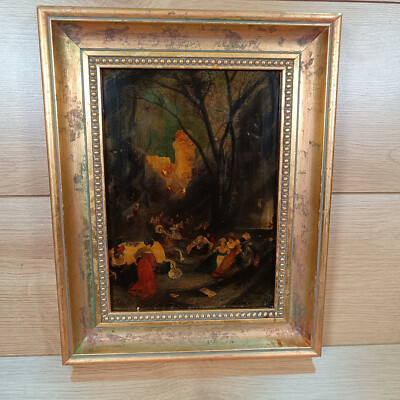 Vergoldetes gerahmtes Glasbild signiert von Jenny Simpson Ein Fest des Sommers